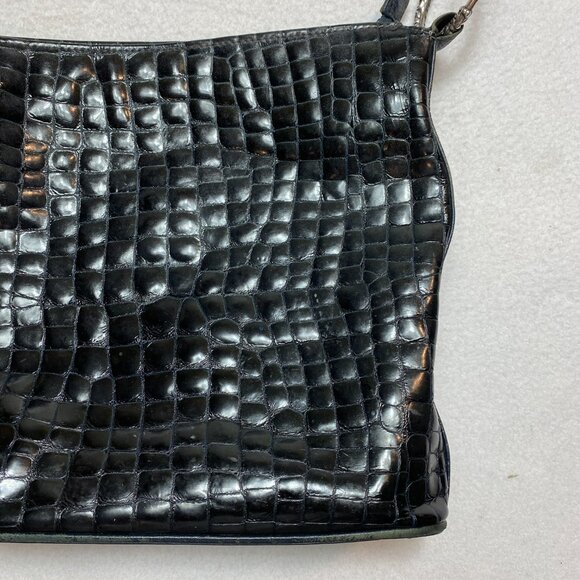Brighton Shoulder Bag Black Cher Croc Embossed Patent Leather - Picture 2 of 14